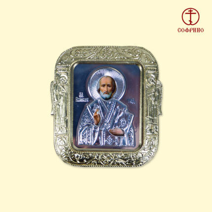Icon for the car "Nicholas the Wonderworker" 6х5 см / Икона для машины "Николай Чудотворец" в ризе