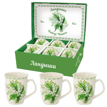 Theeset "Lelietjes-van-dalen" voor 6 personen / Чайный набор "Ландыши" на 6 персон